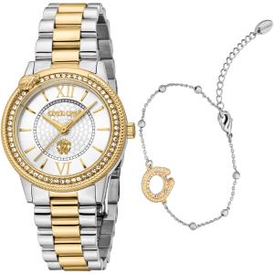 ROBERTO CAVALLI Core Gift Set Silver Dial 32mm Two Tone Gold Stainless Steel Bracelet RC5L037M2055 - 51126