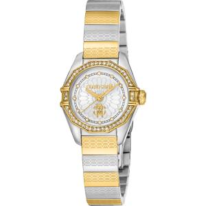ROBERTO CAVALLI Mini Crystals Silver Dial 26mm Two Tone Gold Stainless Steel Bracelet RC5L054M0085 - 40317