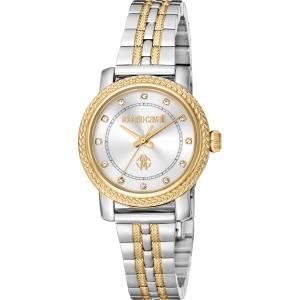 ROBERTO CAVALLI Glam Silver Dial 30mm Two Tone Gold Stainless Steel Bracelet RC5L058M0075 - 43077