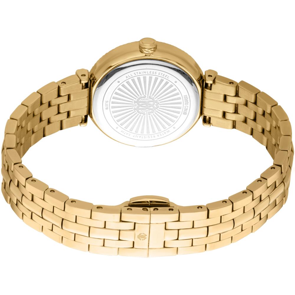 ROBERTO CAVALLI Snake Core Crystals White Dial 30mm Gold Stainless Steel Bracelet Gift Set RC5L078M0025