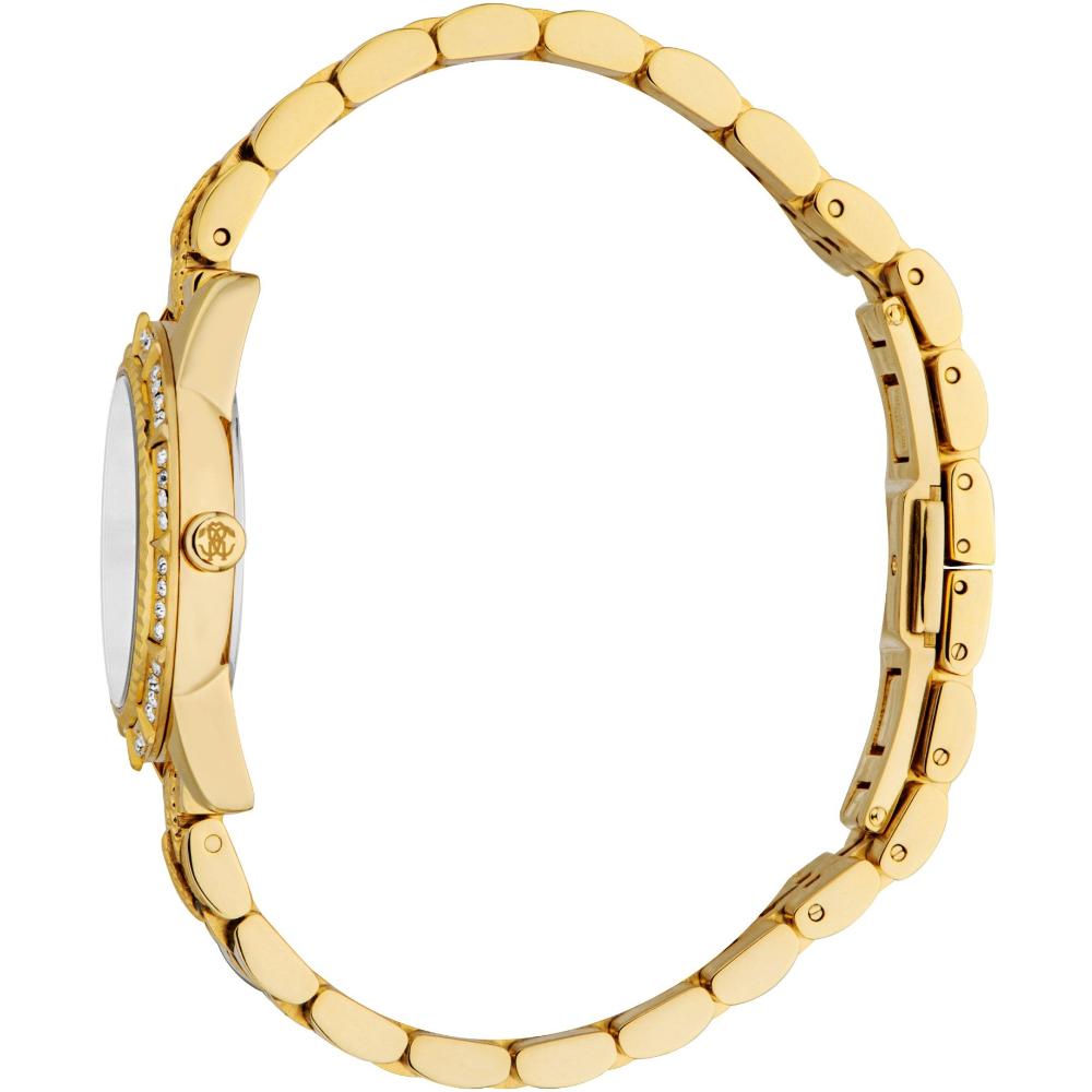 ROBERTO CAVALLI Core Crystals White Pearl Dial 30mm Gold Stainless Steel Bracelet RC5L079M0055