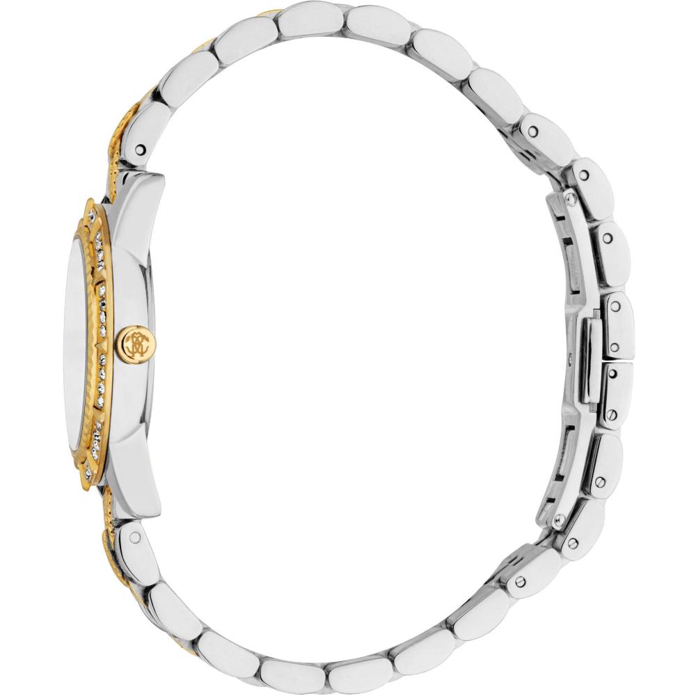 ROBERTO CAVALLI Core Crystals Silver Dial 30mm Two Tone Gold Stainless Steel Bracelet RC5L079M0085