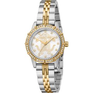 ROBERTO CAVALLI Core Crystals Silver Dial 30mm Two Tone Gold Stainless Steel Bracelet RC5L079M0085 - 51151