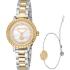ROBERTO CAVALLI Glam White Pearl Dial 30mm Two Tone Gold Stainless Steel Bracelet Gift Set RC5L082M0055 - 0