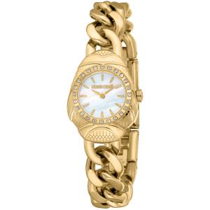 ROBERTO CAVALLI Snake Core White M.O.P. Dial 25mm Gold Stainless Steel Bracelet RC5L093M0025 - 60478