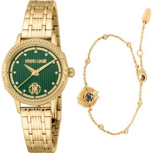 ROBERTO CAVALLI Core Green Dial 30mm Gold Stainless Steel Bracelet Gift Set RC5L094M0065 - 45425