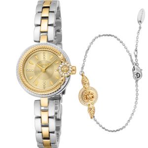 ROBERTO CAVALLI Snake Core Mini Gold Dial 26mm Two Tone Gold Stainless Steel Bracelet Gift Set RC5L096M0055 - 45437