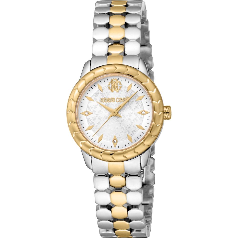 ROBERTO CAVALLI Core Mini Silver Dial 28mm Two Tone Gold Stainless Steel Bracelet RC5L097M0055