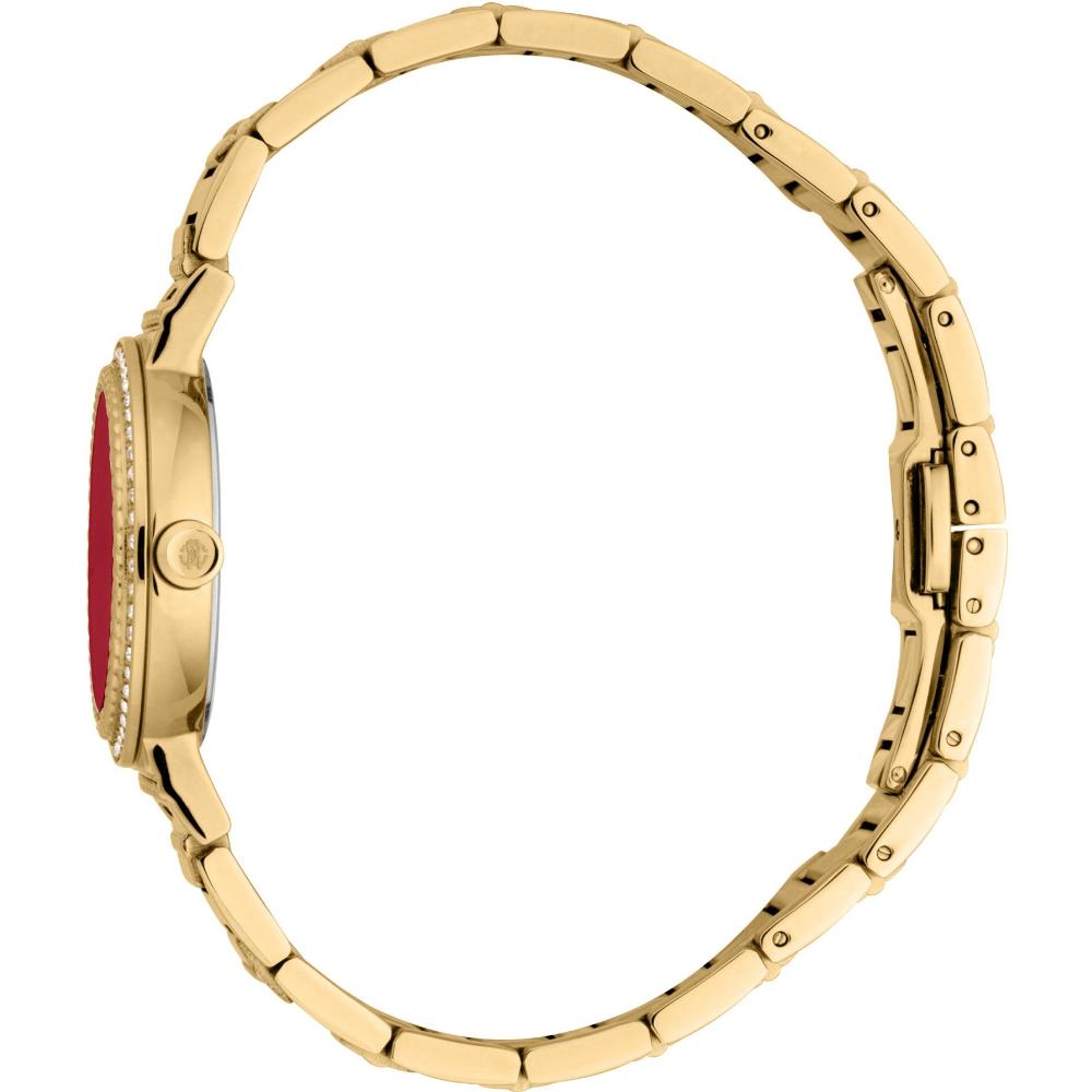 ROBERTO CAVALLI Glam Crystals Red Dial 30mm Gold Stainless Steel Bracelet RC5L098M0035