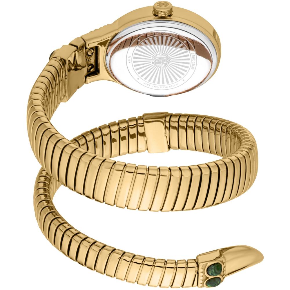 ROBERTO CAVALLI Snake Core Dark Green Dial 22.5x34mm Gold Stainless Steel Bracelet RC5L104M0035