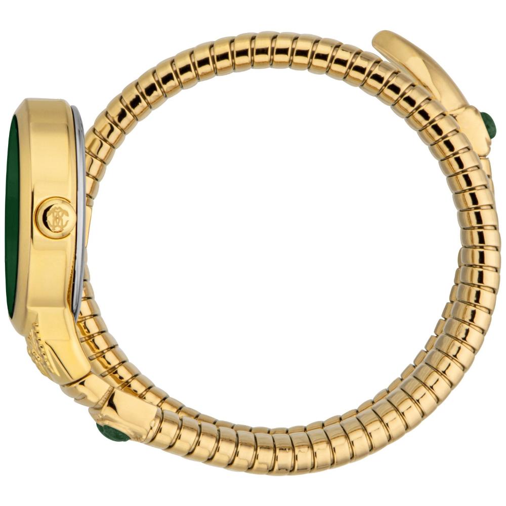 ROBERTO CAVALLI Snake Core Dark Green Dial 22.5x34mm Gold Stainless Steel Bracelet RC5L104M0035