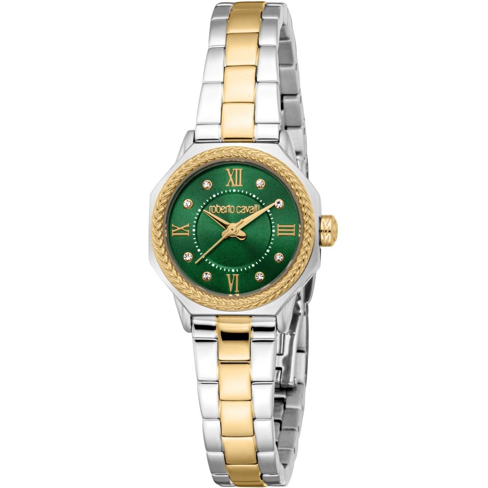 ROBERTO CAVALLI Mini Green Dial 24mm Two Tone Gold Stainless Steel Bracelet RC5L122M0085