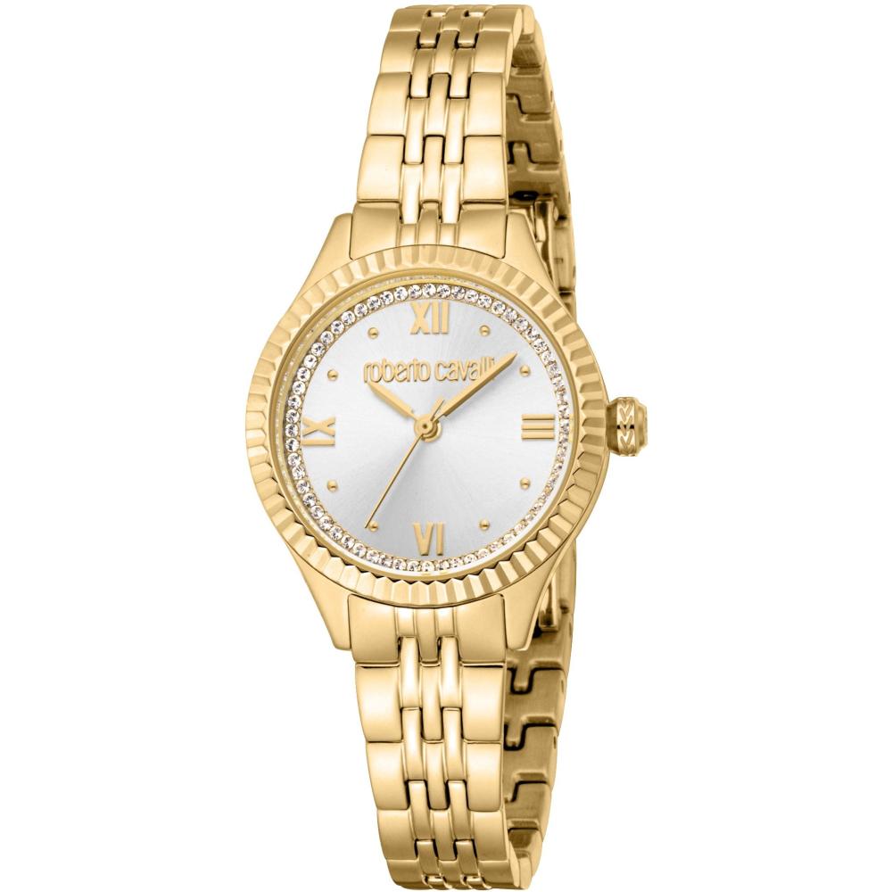 ROBERTO CAVALLI Core Silver Dial 28mm Gold Stainless Steel Bracelet RC5L124M0055