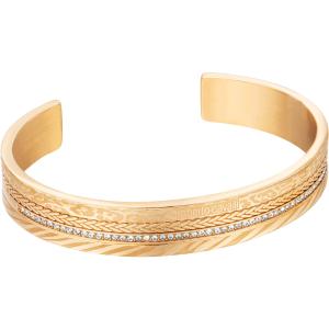 ROBERTO CAVALLI Trama Cuff Bracelet Gold Stainless Steel with Cubic Zirconia RCBA00072200 - 40358