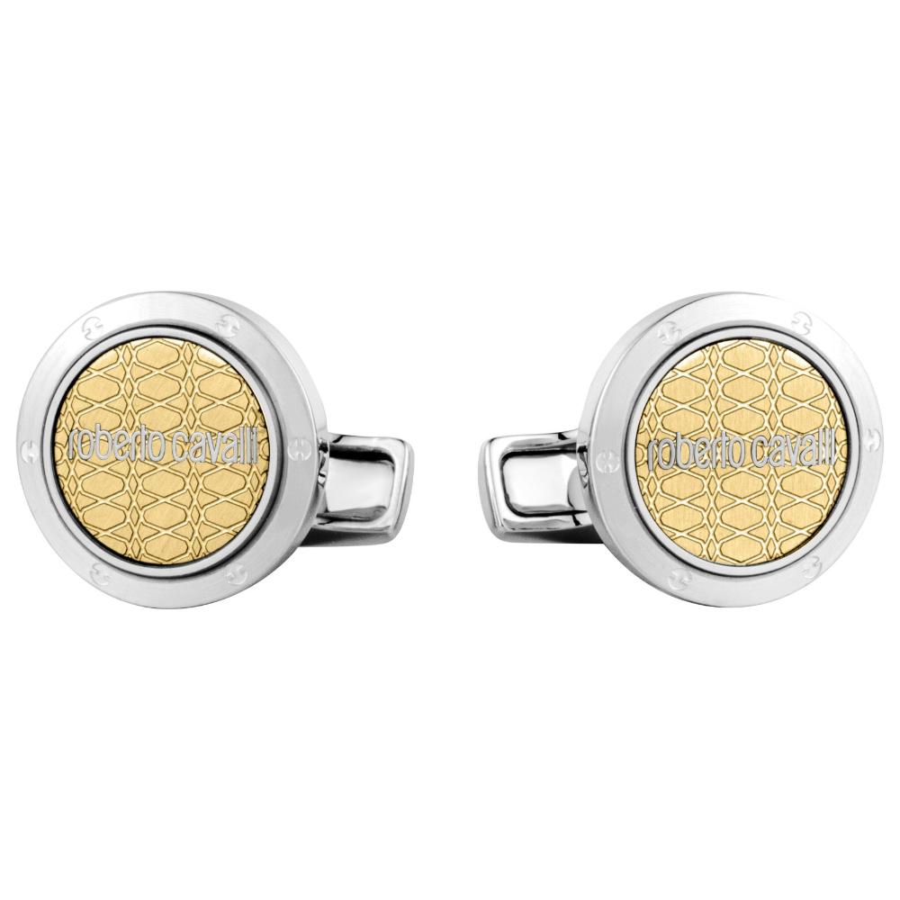 ROBERTO CAVALLI Cufflinks Two Tone Silver & Gold Stainless Steel RCCU00160500