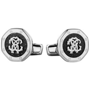 ROBERTO CAVALLI Cufflinks Two Tone Silver & Black Stainless Steel RCCU00190400 - 51084