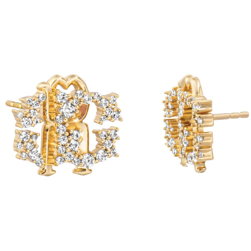 ROBERTO CAVALLI Logo Earrings Gold Stainless Steel with Cubic Zirconia RCER00053200