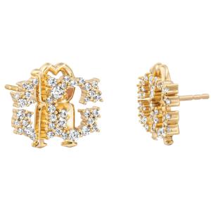 ROBERTO CAVALLI Logo Earrings Gold Stainless Steel with Cubic Zirconia RCER00053200 - 43092