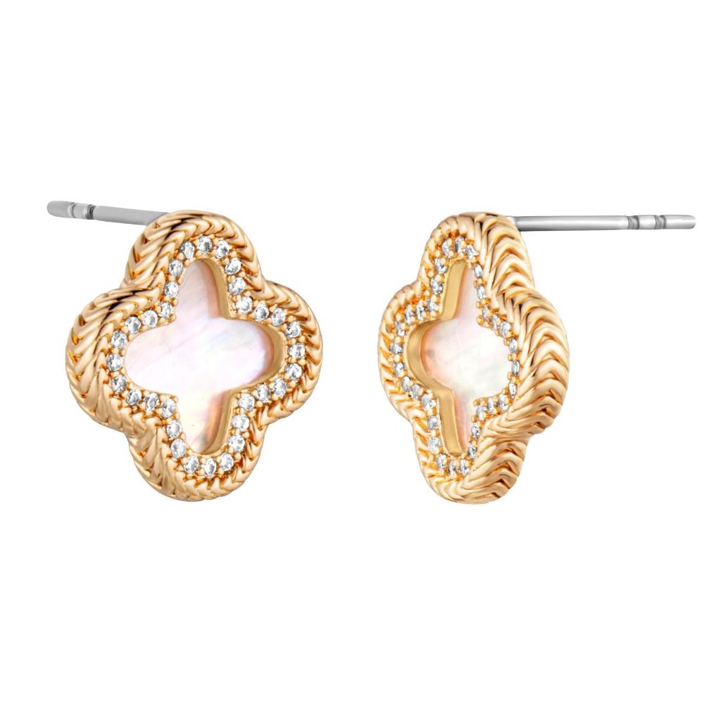 ROBERTO CAVALLI Nuvola Earrings Gold Stainless Steel with Cubic Zirconia RCER00233200