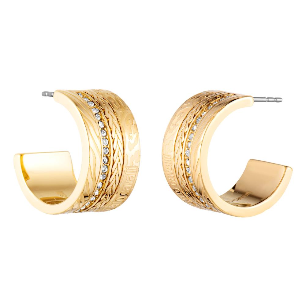 ROBERTO CAVALLI Trama Earrings Gold Stainless Steel with Cubic Zirconia RCER00242200