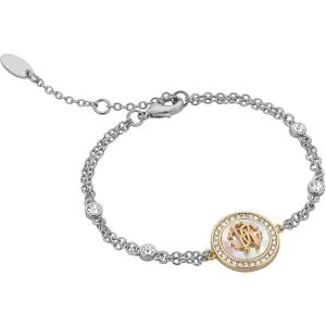 ROBERTO CAVALLI Logo Bracelet Two Tone Gold Stainless Steel with Cubic Zirconia RCGW0040BR - 40389
