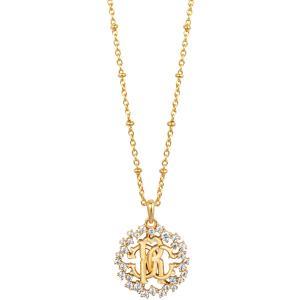 ROBERTO CAVALLI Logo Necklace Gold Stainless Steel with Cubic Zirconia RCNL00293200 - 45410