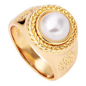 ROBERTO CAVALLI Perla Ring Gold Stainless Steel with White Imitation Pearl RCRG00313207 - 51069