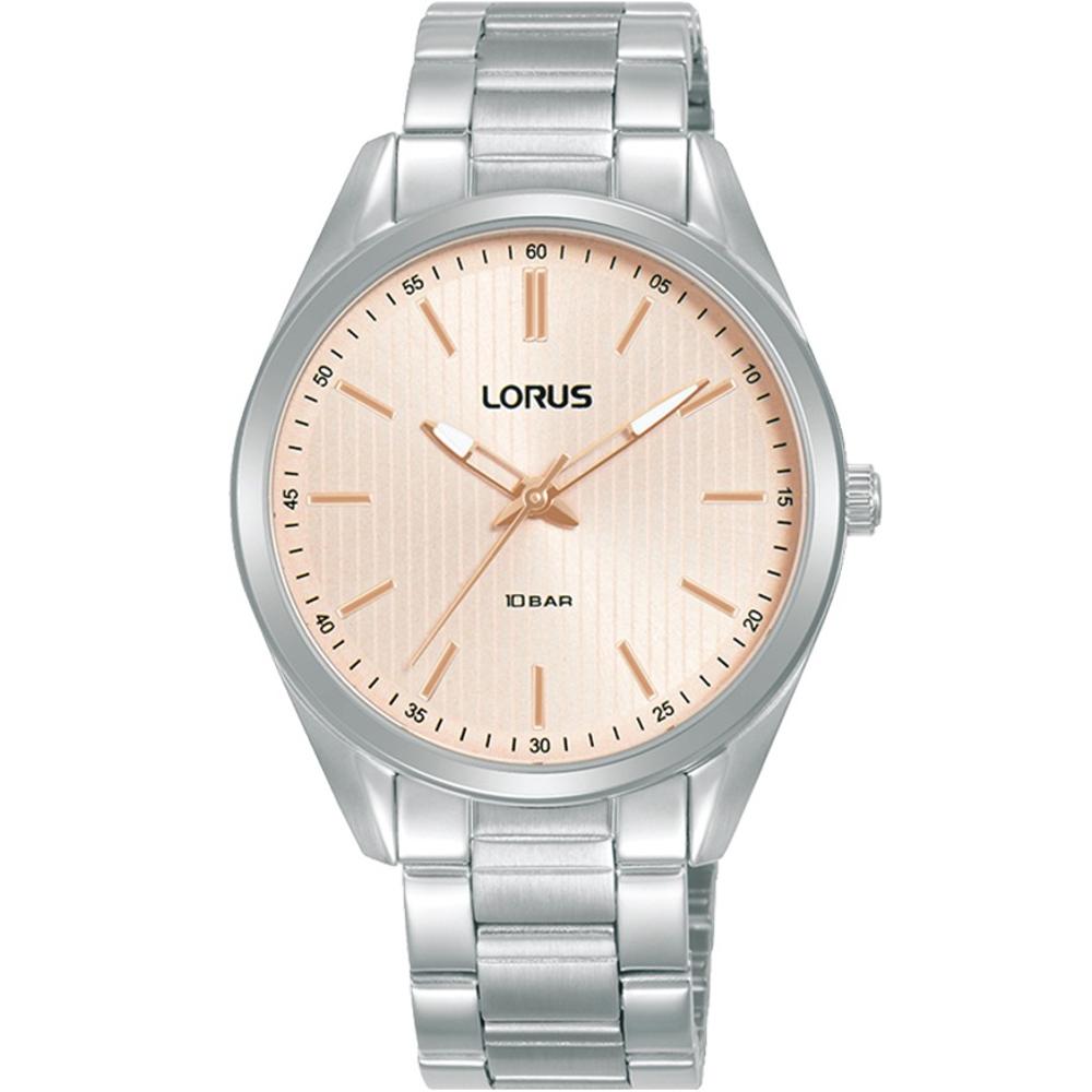 LORUS Sport Lady's Light Pink Gold Dial 34mm Silver Stainless Steel Bracelet RG213WX9