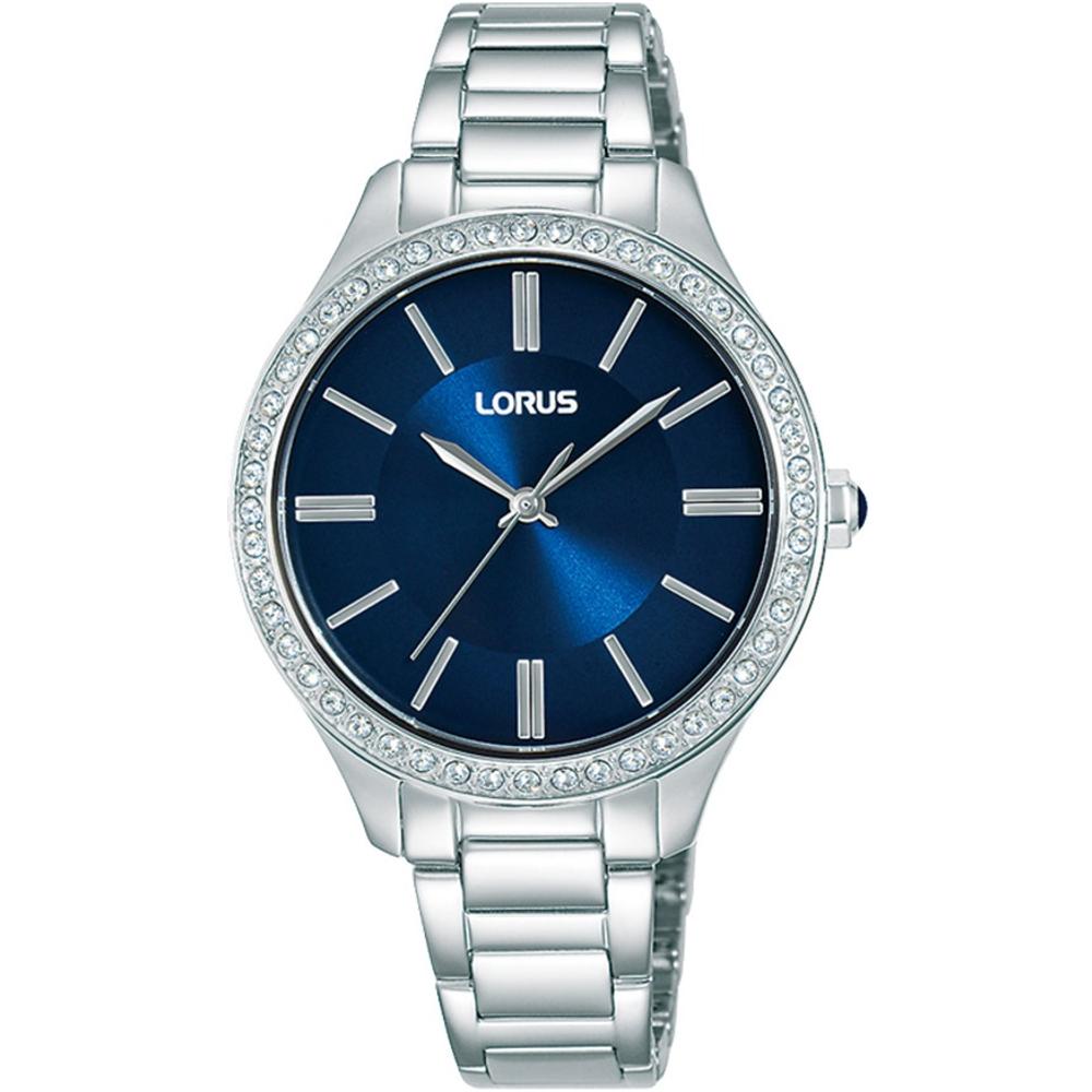 LORUS Lady's Crystals Blue Dial 33mm Silver Stainless Steel Bracelet RG233UX9