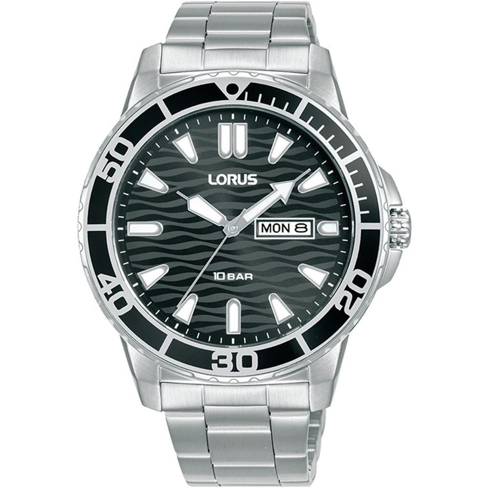 LORUS Sport Black Dial 42mm Silver Stainless Steel Bracelet RH355AX9F