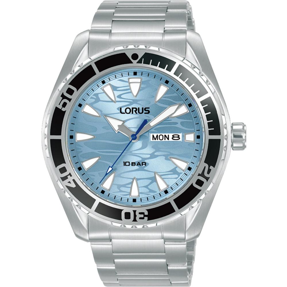 LORUS Men 's Sports Light Blue Dial 43mm Silver Stainless Steel Bracelet RH389AX9