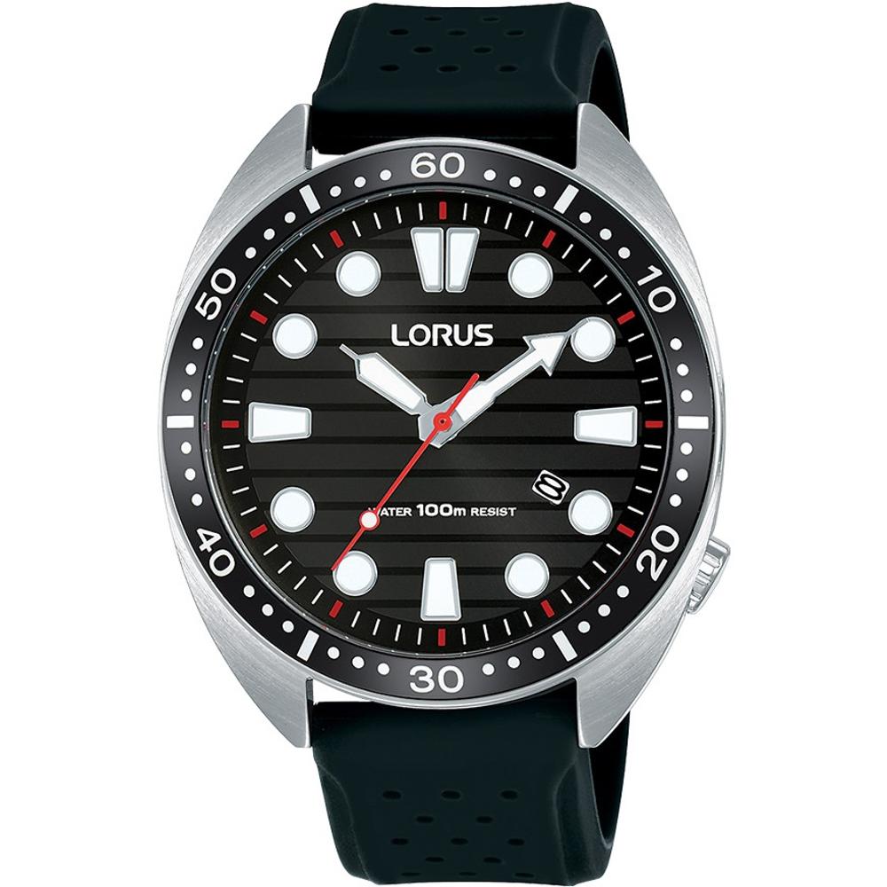 LORUS Sport Gent's 42mm Silver Stainless Steel Black Silicone Strap RH929LX9