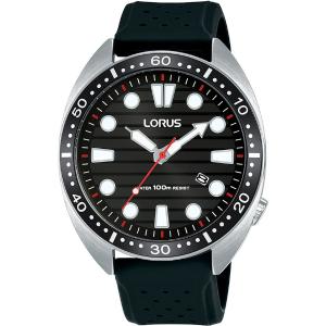 LORUS Sport Gent's 42mm Silver Stainless Steel Black Silicone Strap RH929LX9 - 9156