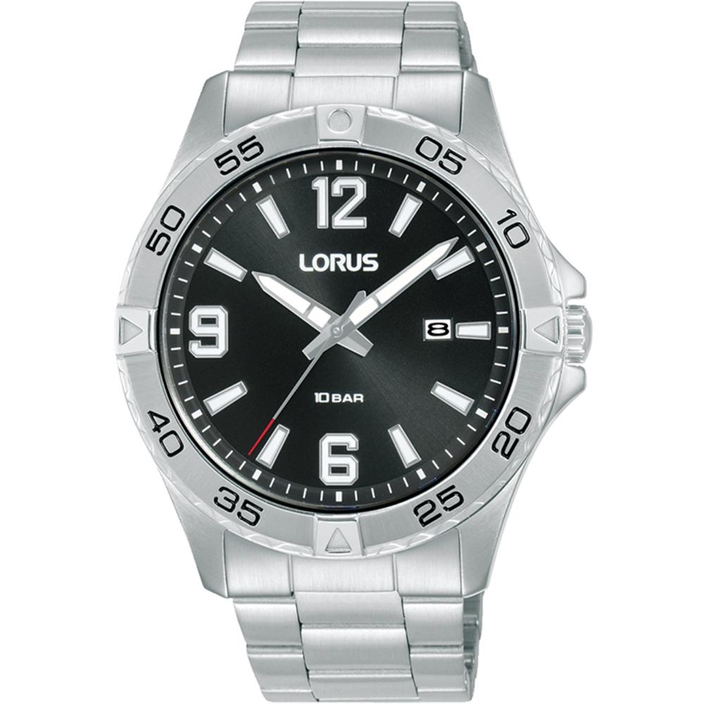 LORUS Men 's Sports Black Dial 42mm Silver Stainless Steel Bracelet RH985QX9