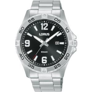 LORUS Men 's Sports Black Dial 42mm Silver Stainless Steel Bracelet RH985QX9 - 49568