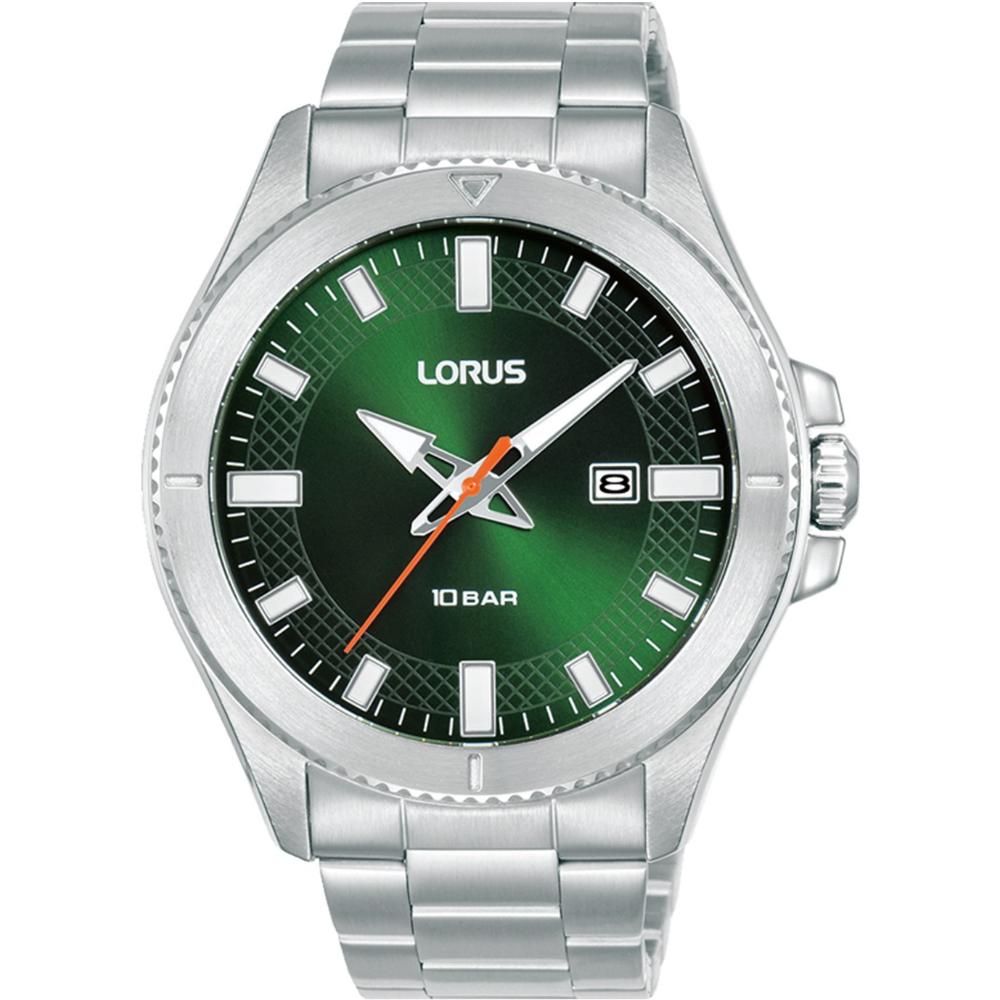 LORUS Sport Green Dial 44mm Silver Stainless Steel Bracelet RH997PX9