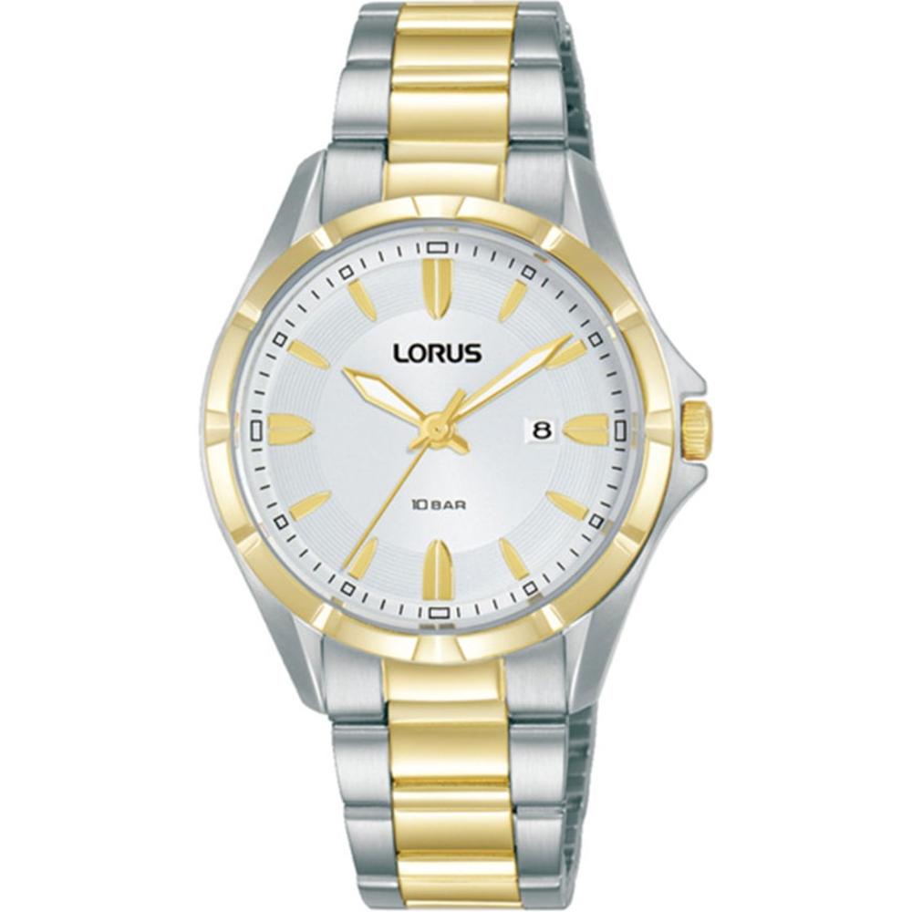 LORUS Sport Lady's Silver Dial 32mm Two Tone Gold Stainless Steel Bracelet RJ252BX9