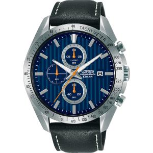 LORUS Sports Chronograph Blue Dial 45mm Silver Stainless Steel Black Leather Strap RM311HX9 - 41868