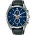 LORUS Sports Chronograph Blue Dial 45mm Silver Stainless Steel Black Leather Strap RM311HX9 - 0