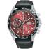 LORUS Sport Chronograph Red Dial 43mm Silver Stainless Steel Black Leather Strap RM319JX9 - 0