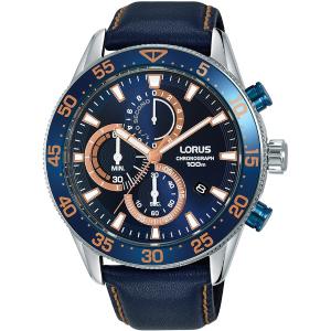 LORUS Chronograph Blue Dial 45mm Silver Stainless Steel Blue Leather Strap RM341FX9 - 8639