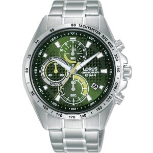 LORUS Sport Chronograph Green Dial 44mm Silver Stainless Steel Bracelet RM355HX9 - 41883