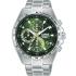 LORUS Sport Chronograph Green Dial 44mm Silver Stainless Steel Bracelet RM355HX9 - 0