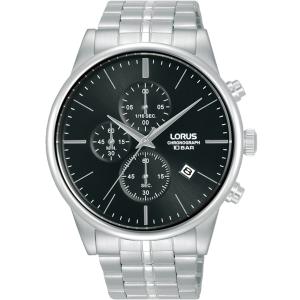 LORUS Urban Chronograph Black Dial 43mm Silver Stainless Steel Bracelet RM361JX9 - 49580