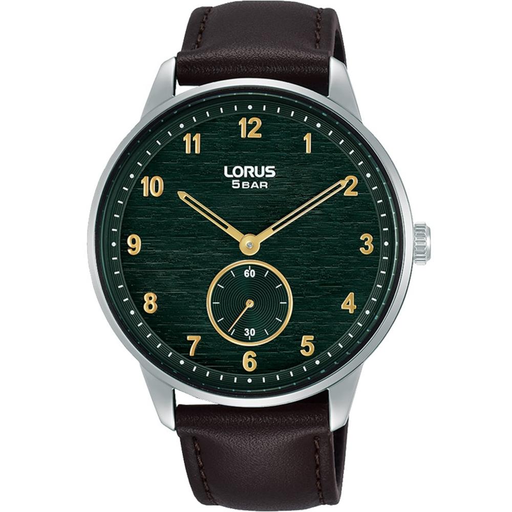 LORUS Urban Green Dial 42mm Silver Stainless Steel Brown Leather Strap RN459AX9