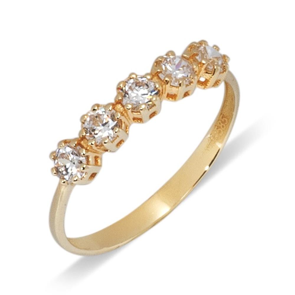 RING Row Yellow Gold 14K with Zircon Stones RO101-Y