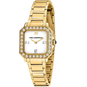 KARL LAGERFELD Square Classics Crystals White Dial 33 x 27.8 mm Gold-Plated Stainless Steel RO553102501 - 57977