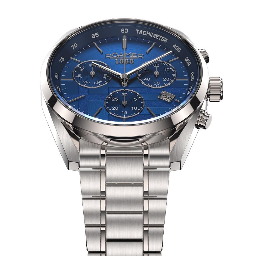 ROAMER Pro Chrono Greek Limited Edition Box Set Blue Dial 43.5mm Silver Stainless Steel Bracelet 993819-41-45-21