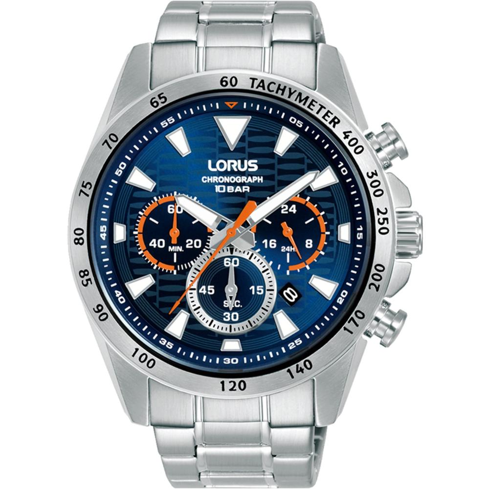 LORUS Sports Chronograph Blue Dial 43.5mm Silver Stainless Steel Bracelet RT353KX9