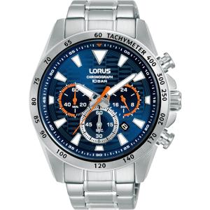 LORUS Sports Chronograph Blue Dial 43.5mm Silver Stainless Steel Bracelet RT353KX9 - 49592